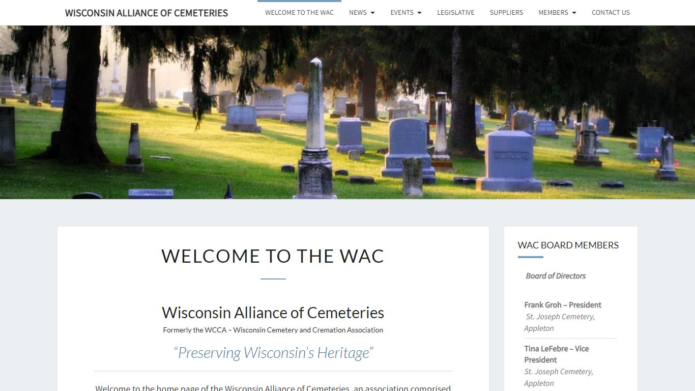 Wisconsin Alliance of Cemeteries – Preserving Wisconsin's Heritage